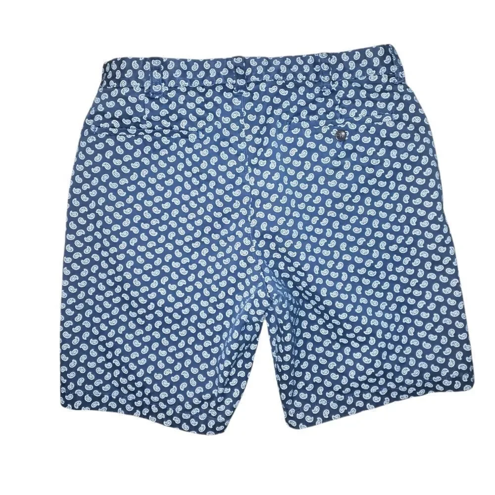 J. CREW Mens Paisley Stretch Cotton Shorts In Deep Baltic 33 style h7386